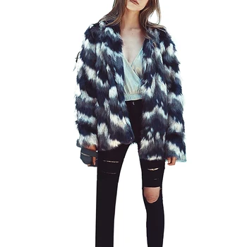 

Women Faux Fur Casual Fashion Long Cardigan Jacket Mix color Winter Warm Fur Coat Outerwear Soft Comfortable Faux Fur Shawl