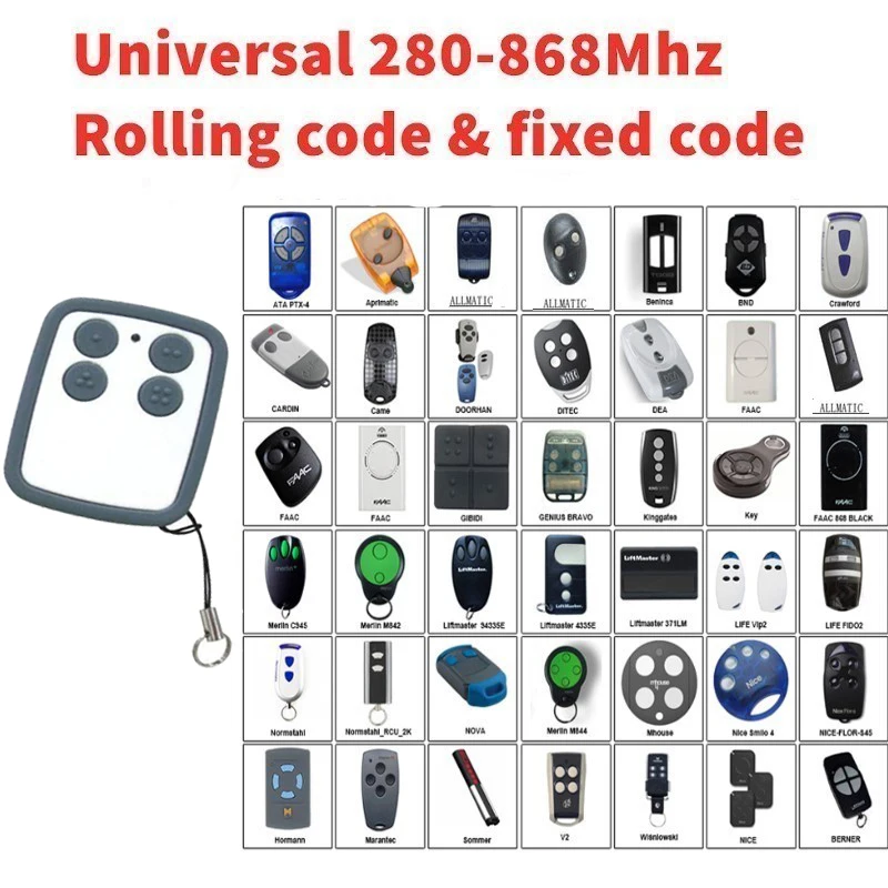 

For FADINI GIBIDI LIFE BENINCA KING GATES SOMFY Garage door gate compatible Remote Control Clone