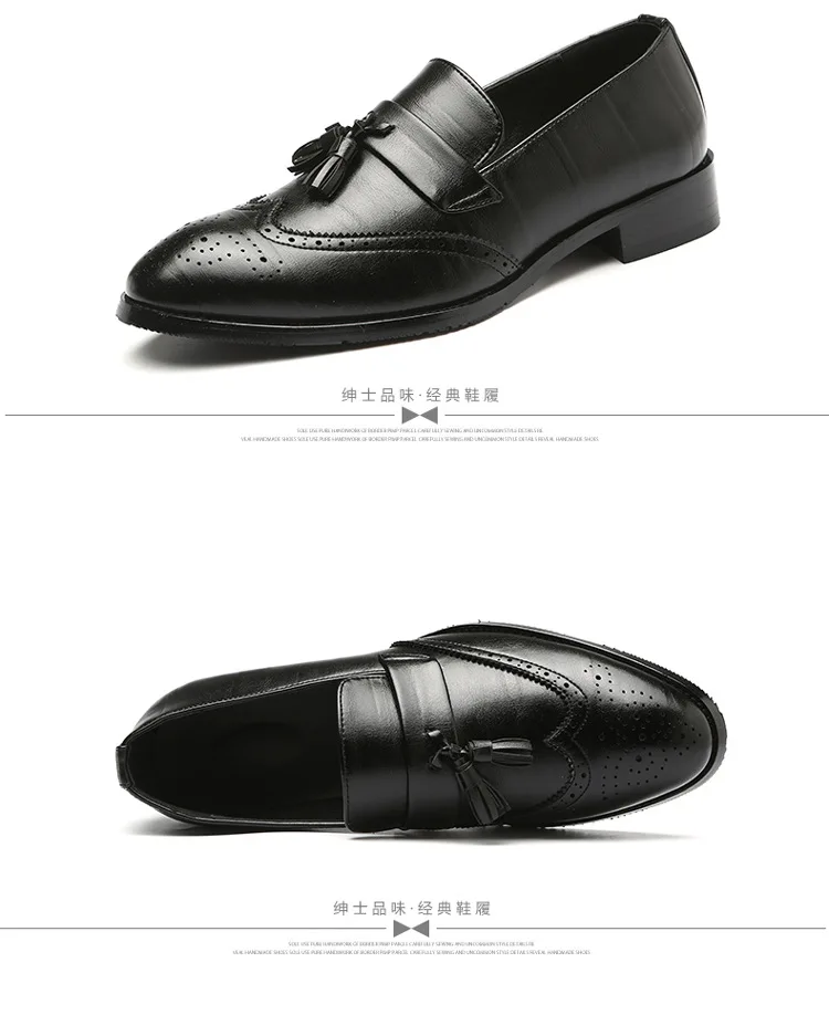 Новое поступление; Мужские броги без шнуровки; лоферы; большие размеры 38-48; британский стиль; винтажные мужские повседневные туфли с кисточками на плоской подошве для вождения; удобная мужская обувь