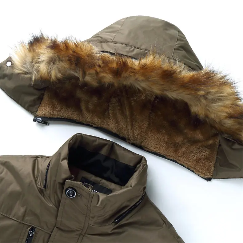 MuLS Winter Warm Fleece Men Jackets Wind Resistant Autumn Thick Fur Trim Hooded Jacket Coats Mens Cotton Padded 2019 New -20 'C 07
