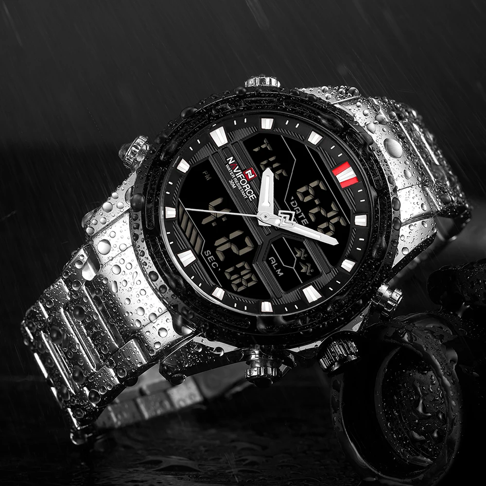 New Naviforce Mens Analog Watch Luxury Fashion Sport Waterproof Quartz Wristwatch All-Steel Male-5