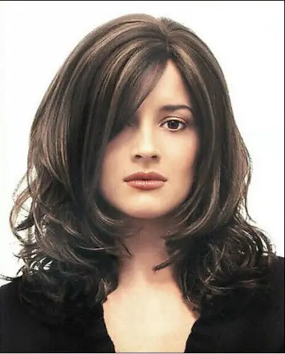 N690 New Women's Long Brown Curly Wig+ wig cap |