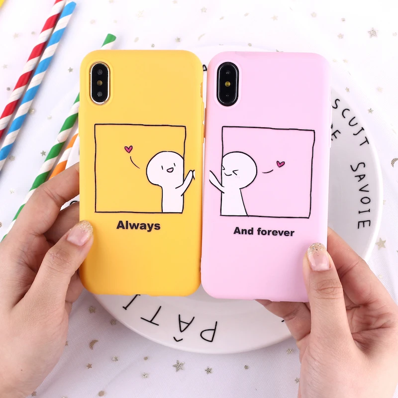 

Cartoon Couples Puppy Heart Cute Soft Silicone Matte Case Fundas Coque Cover For iPhone 11 Pro 6 6S 5 8 8Plus X XS Max 7 7Plus