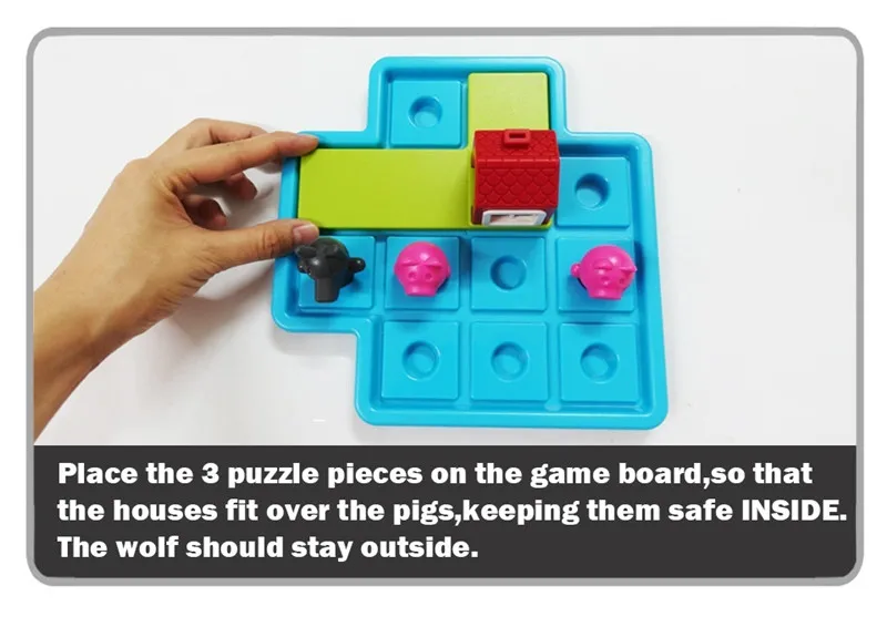 Jogos de Tabuleiro Desafio com Solução de Jogos Brinquedos de Treinamento para Crianças Criança Hide & Seek Inteligente Três Porquinhos 48 iq Oyuncak 8 jogos de solução iq treinamento brinquedos para crianças oyuncak