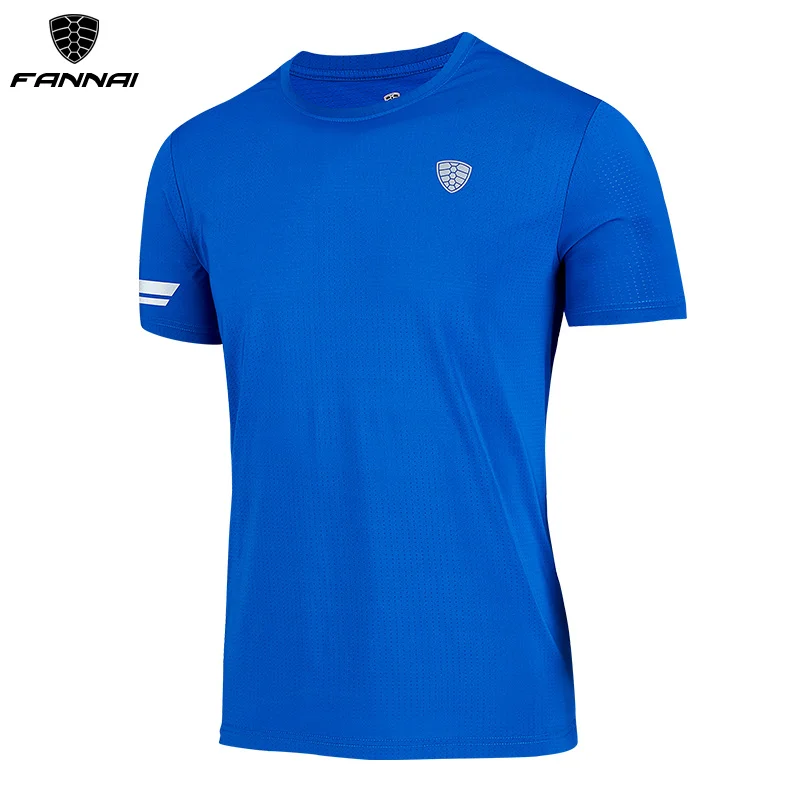 FANNAI Running Shirt Men Gym shirt Breathable Polyester Dry Fit Sport New Quick Dry Fitness Work out sports shirt