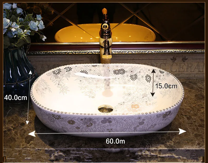 White China Painting Kingfisher lotus Ceramic Painting Round washing basin counter top wash basin round bathroom sinks oval basin (8)