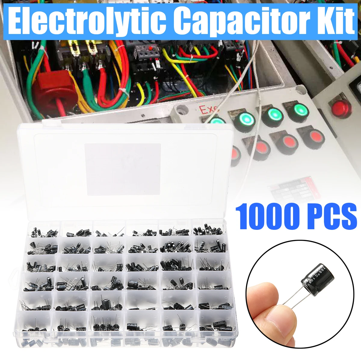 

1000pcs 0.1uF-1000uF 36 Values Electrolytic Capacitor Assortment Box Kit 10V-50V Electrolytic Capacitor Assorted Box Storage Kit