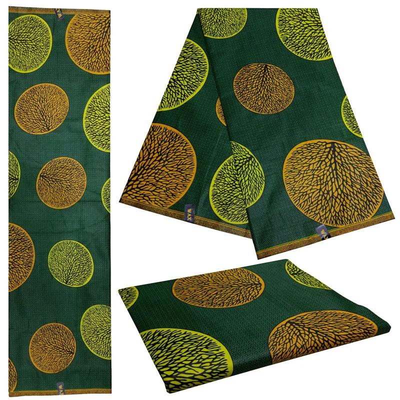 

Ankara Wax Java Fabric Green Backgrond Wax Prints African Fabric 100%cotton 6yards/lot For Men's Fashion Sewing B93-30