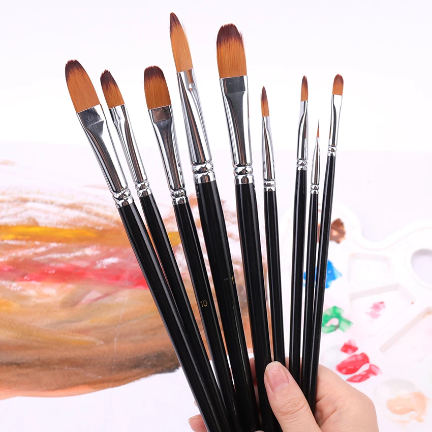 

9PCS/Set Long Rod Nylonhair Painting Brush Children DIY Art Supplies Tool Art Stationery Watercolor Painting Pen