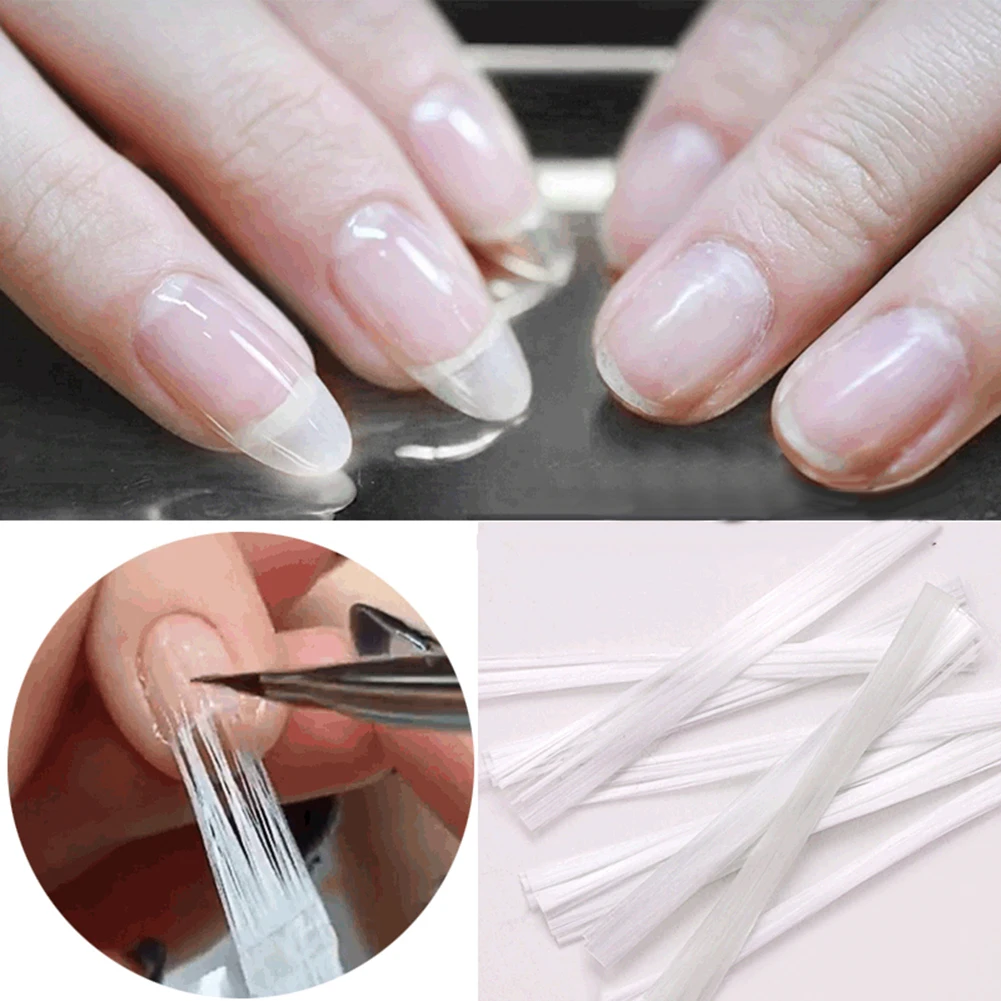 

50Pcs Nail Art Fiberglass for UV Gel DIY Nails White Acrylic Nail Extension Tips With Scraper DIY Nail Makeup Beauty Spa Tool