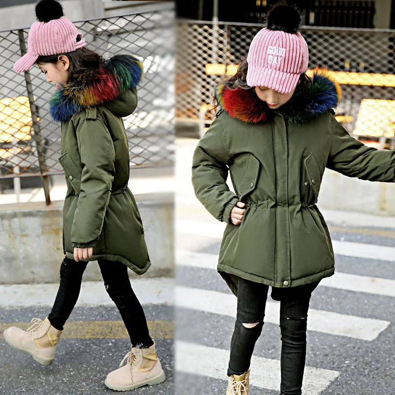 

Children's Winter Jacket Long Down Warm Parka with Big Fur Toddler Girls Winter Coats and Jackets Teenage Girls Clothing