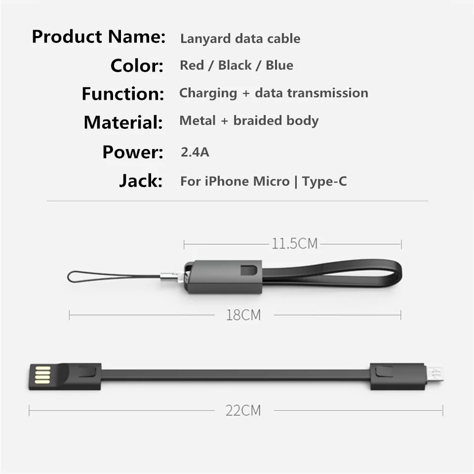 Брелок портативное зарядное устройство USB зарядка для телефона Micro type C кабель для iPhone/type C/Xiaomi/Micro USB телефонный провод для быстрого заряда шнур