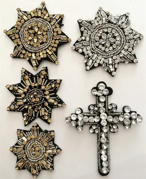 

(5pc/lot) Retail Crystal Rhinestone Cross Badge applique Patch Clothing Bags Shoes Hats decoration Free Shipping