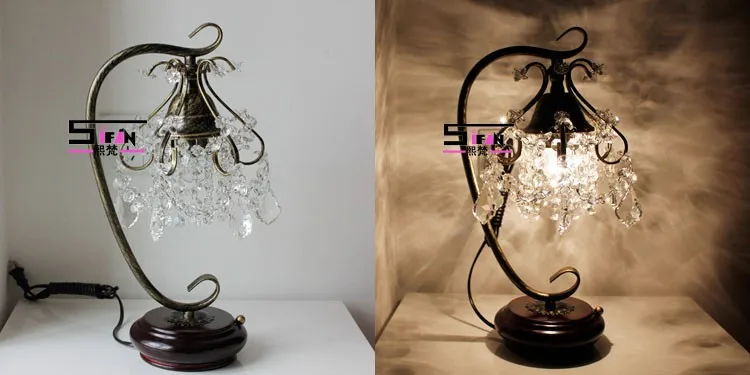 Аутентичные Корейский кристалл настольная лампа спальня ночники современный творческий лампы диммер свадебные комплекты
