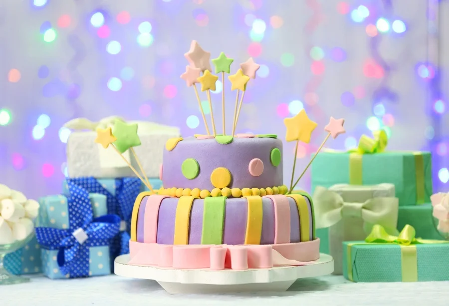 

Laeacco Photo Backgrounds Happy Baby Birthday Cake Gift Polka Dots Light Bokeh Portrait Photography Backdrops Photocall Studio