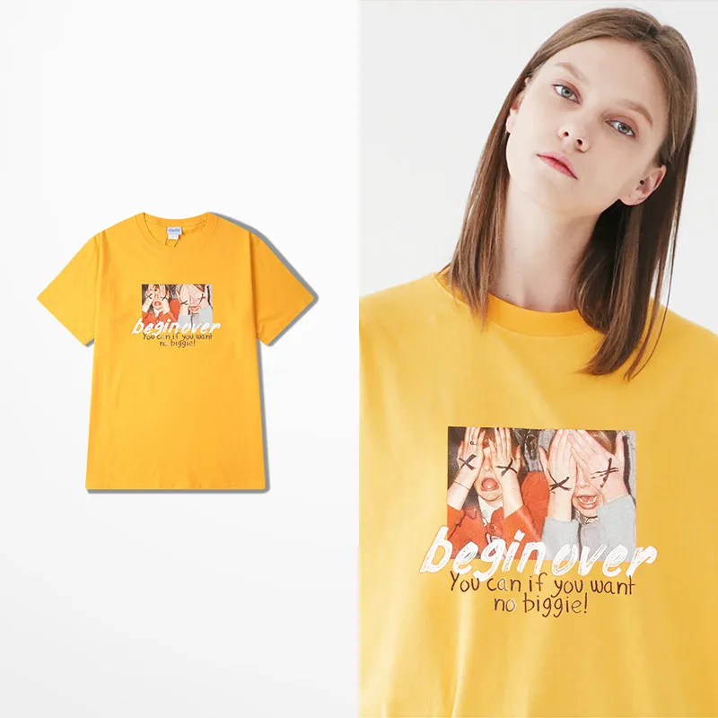 

Korean Fashion Design Cry Girl Beginover Print T Shirt Men Hip Hop High Street Billie Eilish T-shirt Men Lovers Siksilk Tee
