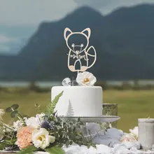 На заказ дерево животное лиса торт Топпер подарок на день рождения персональный розовый Золотой детский первый день рождения торт Топпер