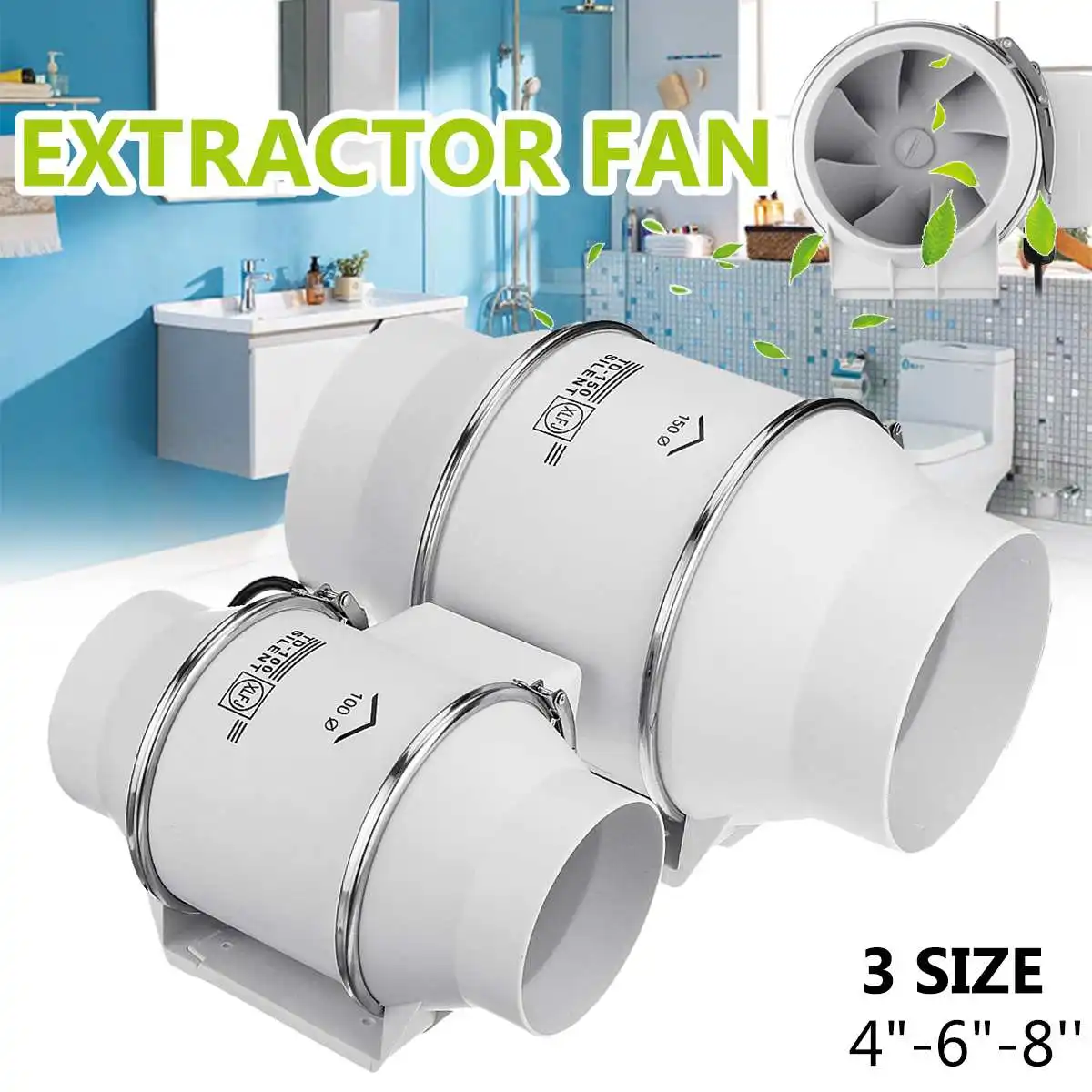

4/6/8 Inch Fan Silent Wall Extractor Exhaust Ventilation Fan Air Blower Window Ventilator Vent For Kitchen Bathrooms Bedroom