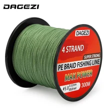 DAGEZI 20-90 фунтов плетеные рыболовные лески с подарком 4 нити 300 м супер сильная многофиламентная ПЭ плетеная леска