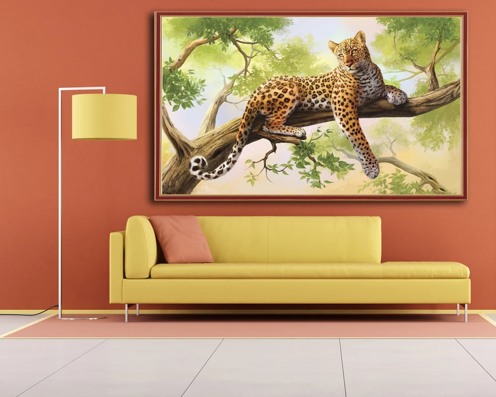 OUYIJIA художественный мультфильм Гепард 5D DIY Алмазная картина Леопард квадратная вышивка мозаика украшение дома животное пантера вышивка крестиком
