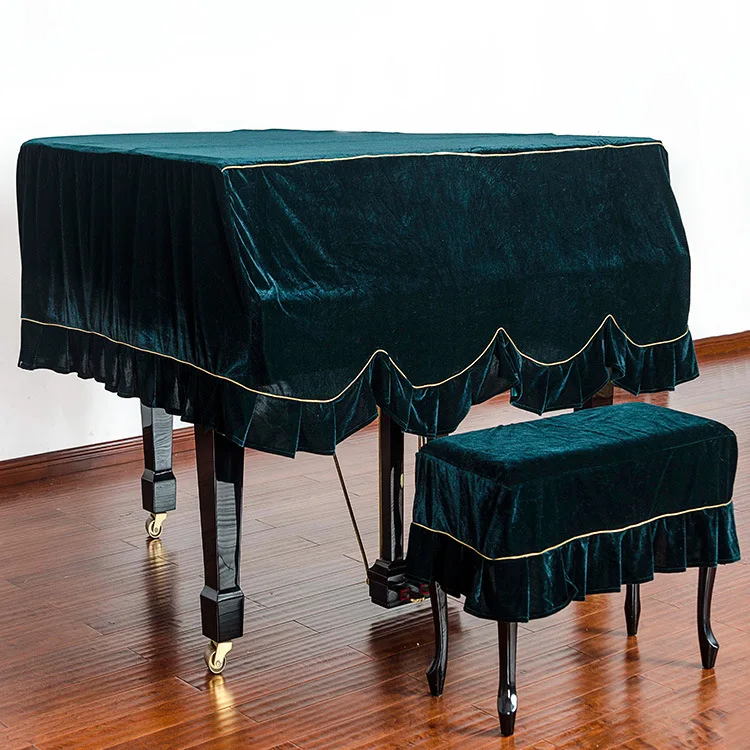 

1PC High Quality Gold Velvet Bordered Grand Piano Dust Cover With Stool Cover Home Decoration Textile Cover KQ001