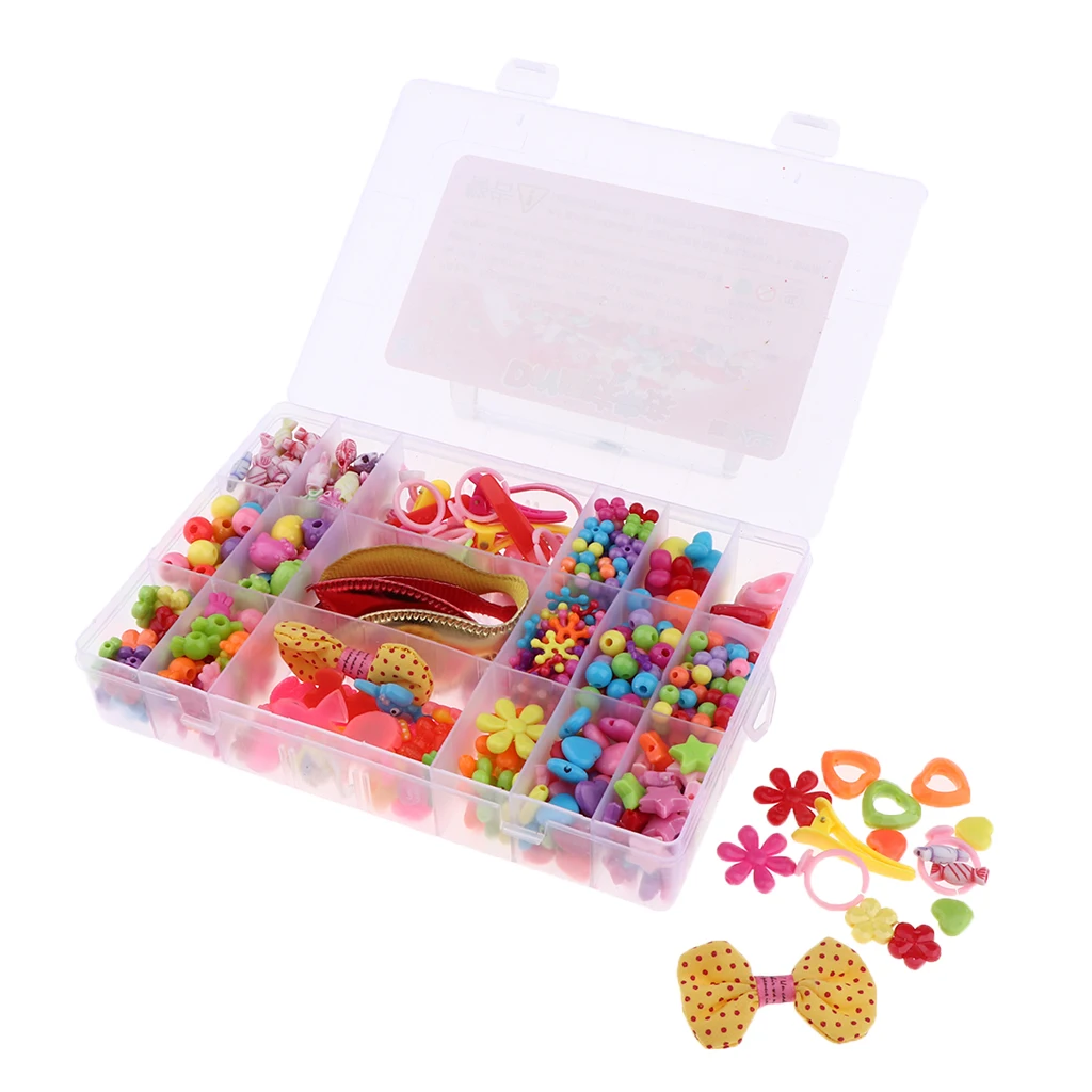 500 Pieces Colorful Acrylic Craft Beads Kit for Kids Girl Jewelry DIY Making | Игрушки и хобби