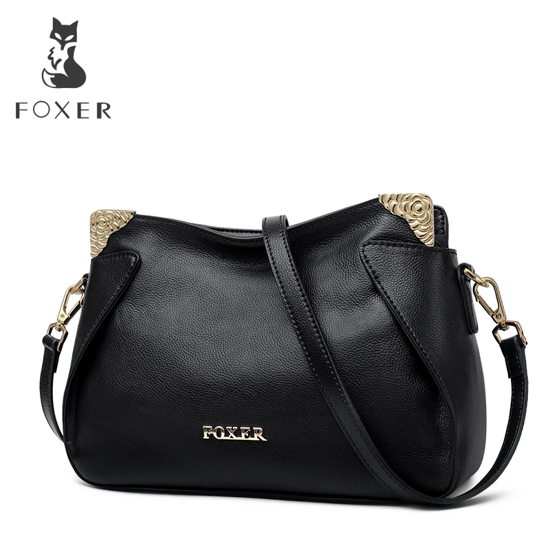 

FOXER Brand Female Chic Crossbody bag Women Genuine leather Messenger Bag Lady Fashionable Style Casual Bags