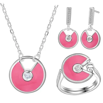 

Earrings Ring Pendant Necklace Zirconia Classic BAMOER Genuine 925 Sterling Jewelry Set Vintage Flower Floral Daisy Lace