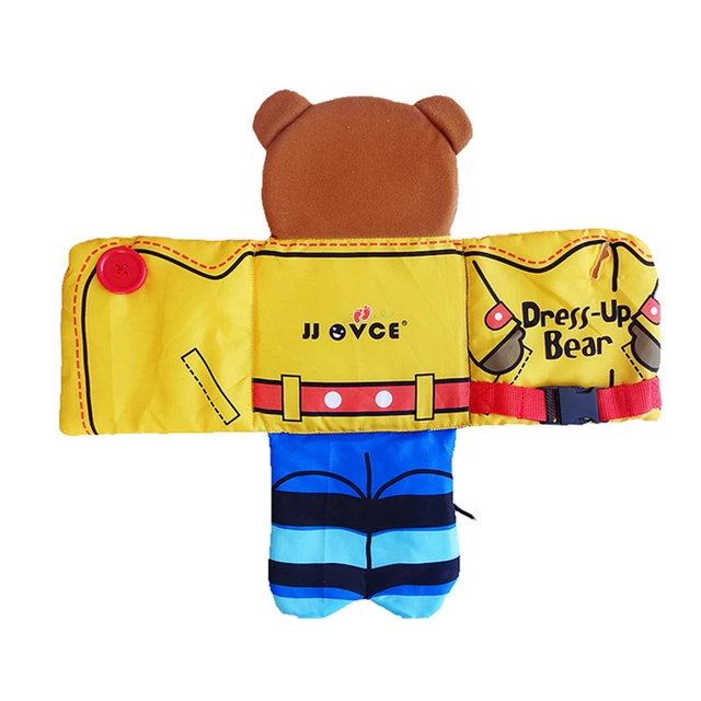 Bear wear cloth button Zipper Book Soft Cloth Baby Learning&Education Book Fabric Book Infant Early Education Cloth Books 5