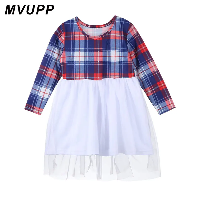 MVUPP/платья для мамы и дочки одинаковые комплекты для семьи в клетку с длинными рукавами, платье для мамы и дочки одежда для мамы и дочки nmd