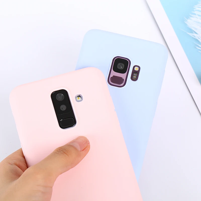 Чехлы для Samsung Galaxy A7 J4 J6 плюс J8 A6 A8 S9 S8 Plus Note 9 8 A3 A5 A7 J3 J5 J7 S7 мягкая Macaron Цвет крышка