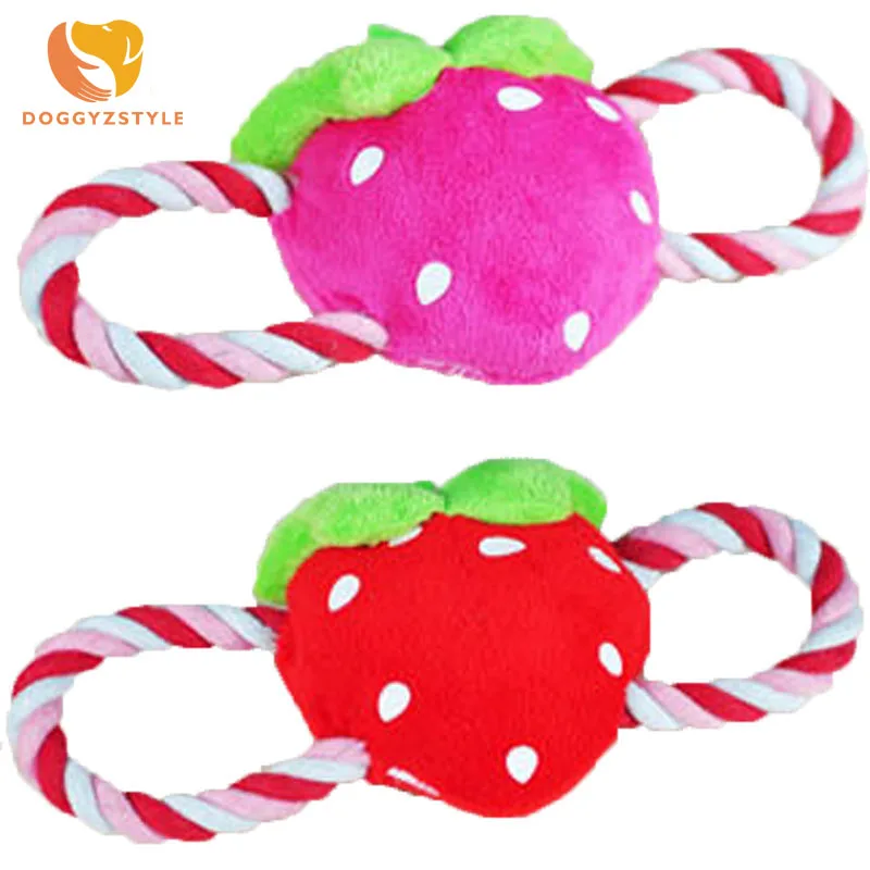 New Cute Dog Toys Puppy Chew Play Squeaker Sound Plush Strawberry