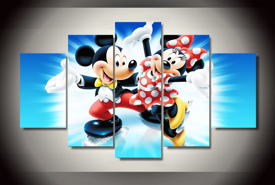 Framed Printed mickey and minnie mouse Painting on canvas room