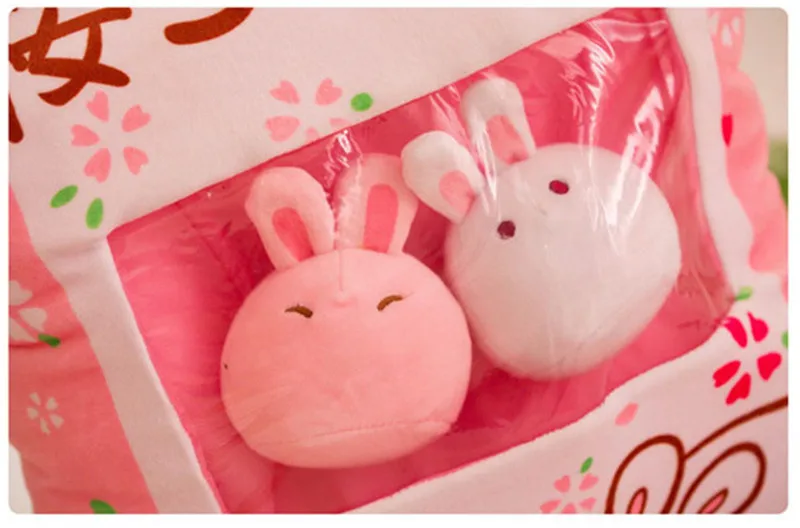 8pcs Big Bag Chicken Sakura Bunny Rabbits Bag Pudding Plush Simulation Snack Throw Pillow Toys Cartoon Dolls (9)