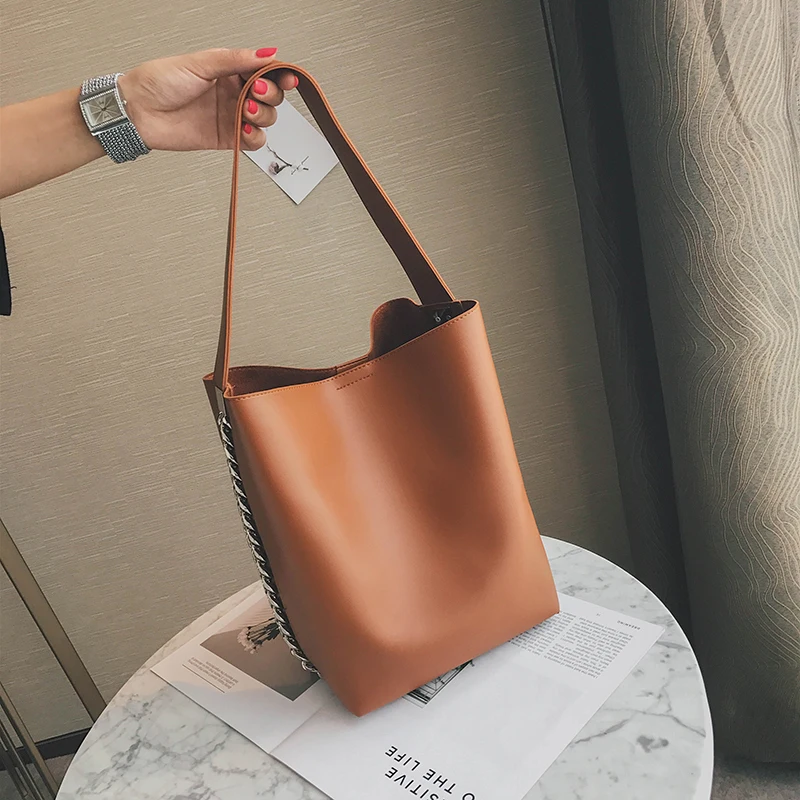 Brand design women shoulder bag Large capacity Chain bucket Handbags Quality PU leather Women's Totes Shopping Bag bolsa feminin Brand design women shoulder bag Large capacity Chain bucket Handbags Quality PU leather Women's Totes Shopping Bag bolsa feminin