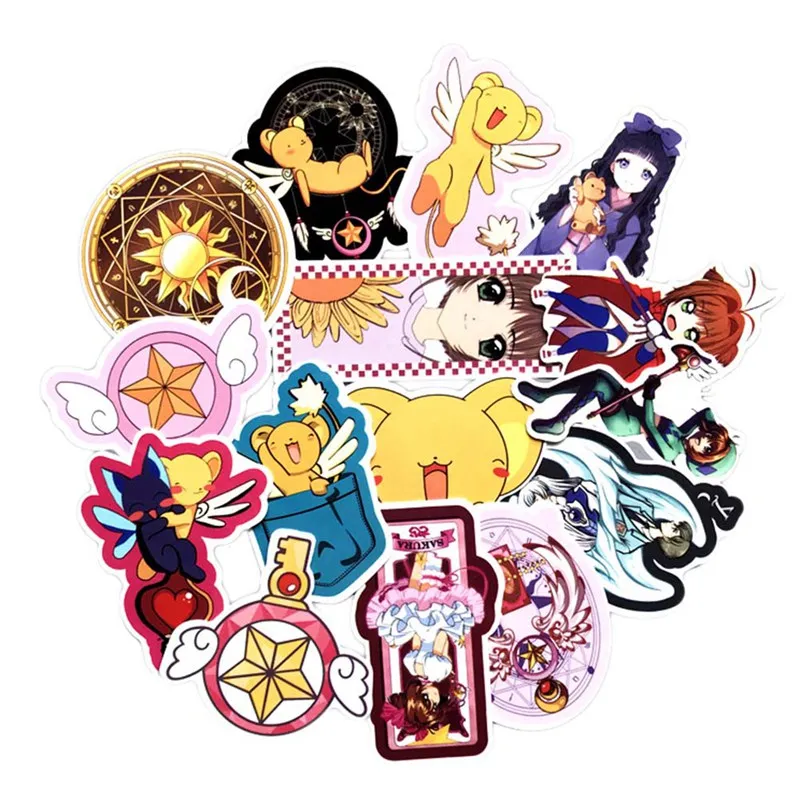 

15Pcs/lot Card Captor SAKURA Stickers Creative Suitcase Stickers For Laptop Luggage Bags Bike Phone Cool Sticker