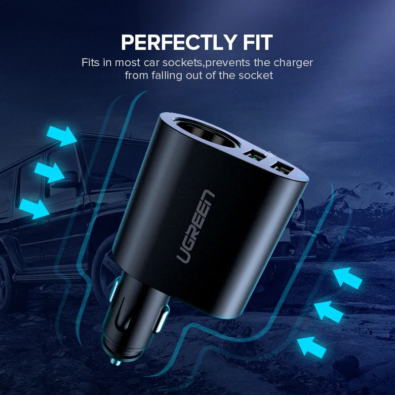 Ugreen автомобильное зарядное устройство адаптер 60 Вт двойной USB Быстрый 3,0 зарядка USB зарядное устройство для iPhone X 8 samsung Galaxy S9 S8 LG V20 USB Автомобильное зарядное устройство