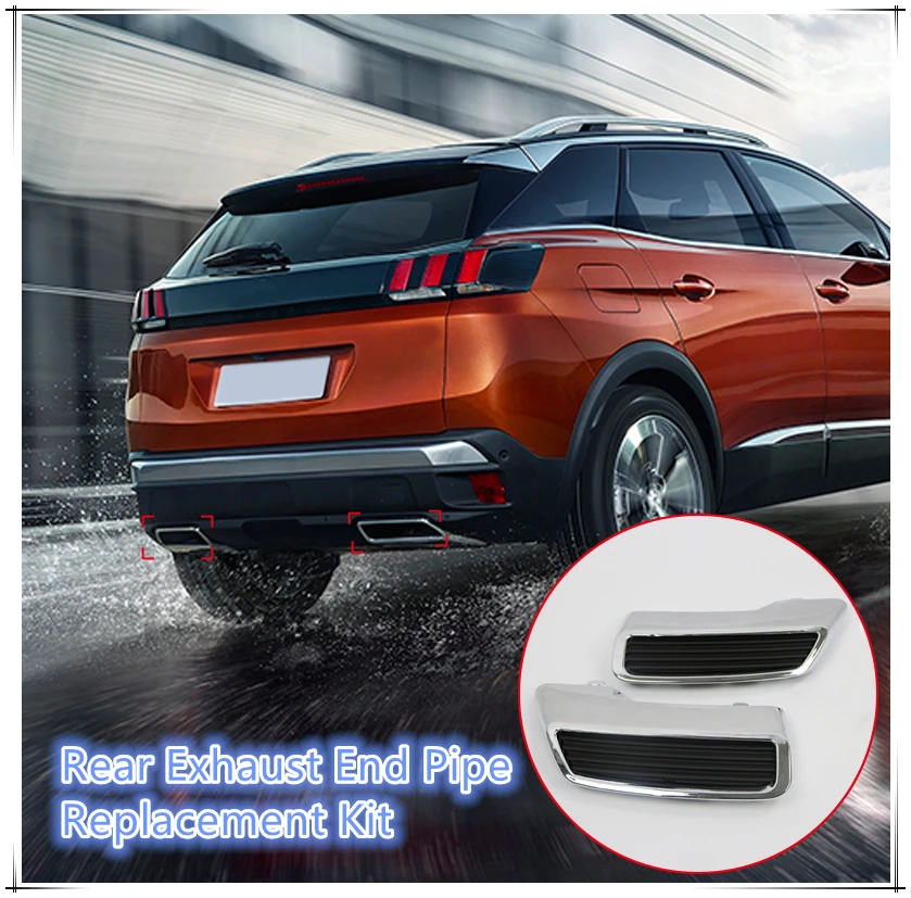 

For Peugeot 3008 Allure Active Access 5008 2017 2018 2019 Rear Exhaust Muffler Tail End Pipe Replacement Kit 2pcs Car Styling