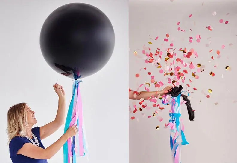 Пол Reveal Confetti воздушный шар Jumbo 36 дюймов черный для мальчиков и девочек розовый