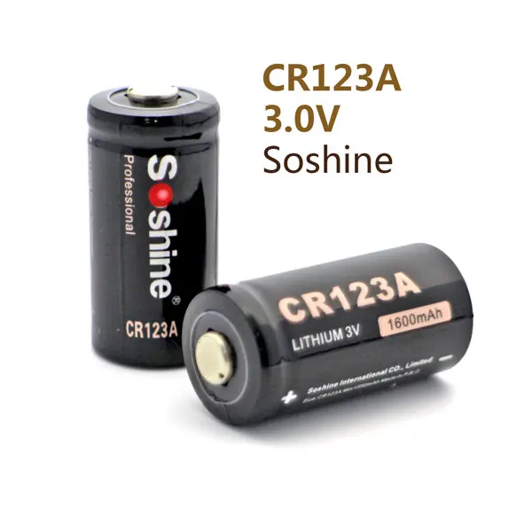 2PCS Soshine CR123A 3v Battery 1600mA 3v Lithium Battery Advanced camera Battery