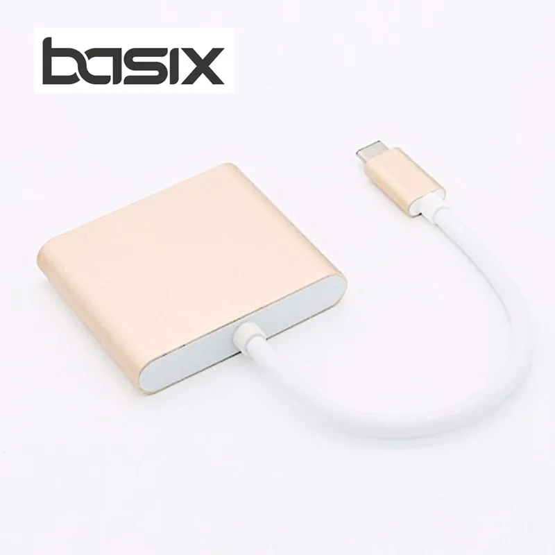 BASIX Usb Тип-C USB Hub адаптер 3 в 1 взаимный обмен данными между компьютером и периферийными устройствами C концентратор HDMI USB3.0 Тип-C переходник с внутренней резьбой с зарядки конвертер для нового MacBook
