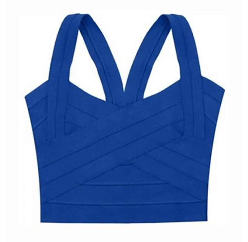 2019 new arrivals womens elastic bandage crop top spaghetti strap busty solid candy color v-neck hot sale  EV1529