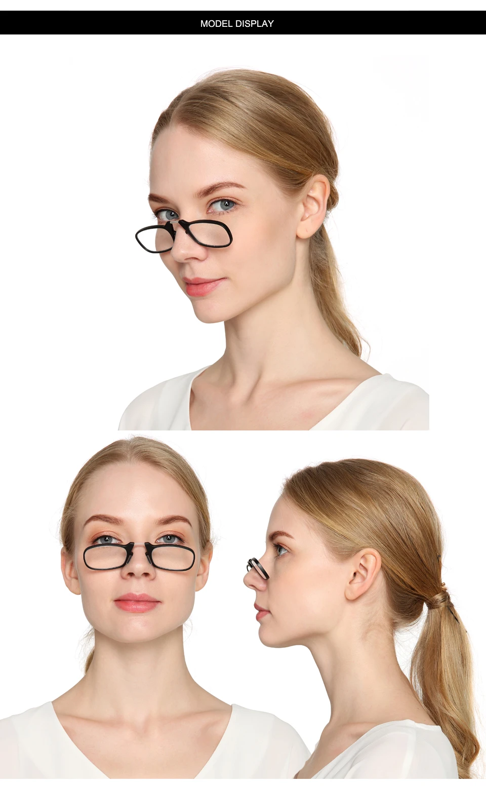 TR90 зажим носовые защитные очки для чтения, очки для чтения, мини-складной Круглый оправы для очков плоское пенсне + 1,0 до + 3,0 Портативный с