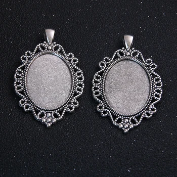 

2pcs 30x40mm Inner Size Antique Simple Style oval Cabochon Base Setting Charms Pendant