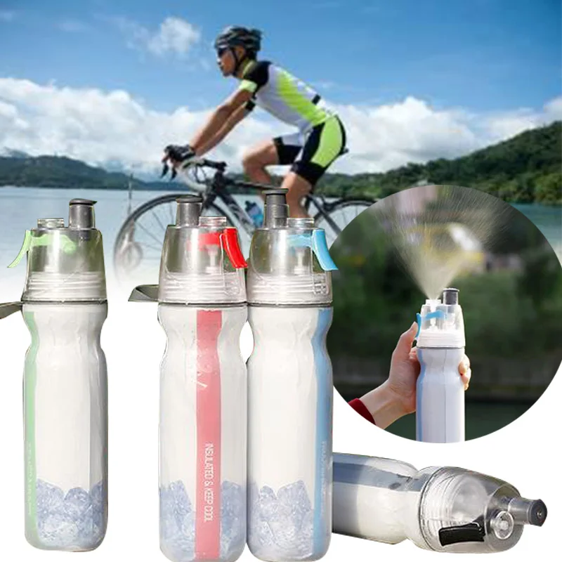 

Bike Bicycle Double Deck Drink Spray Water Bottle Cold Insulation Outdoor Sports