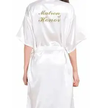 Белый халат с надписью «Matron of Honor», с золотистым блестящим принтом, кимоно, халаты для женщин, девичник, свадебные вечерние платья