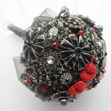 EMS,,, черный и красный свадебный букет/свадебные украшения, цветы для свадьбы, заказной букет в форме сердца, Бридель