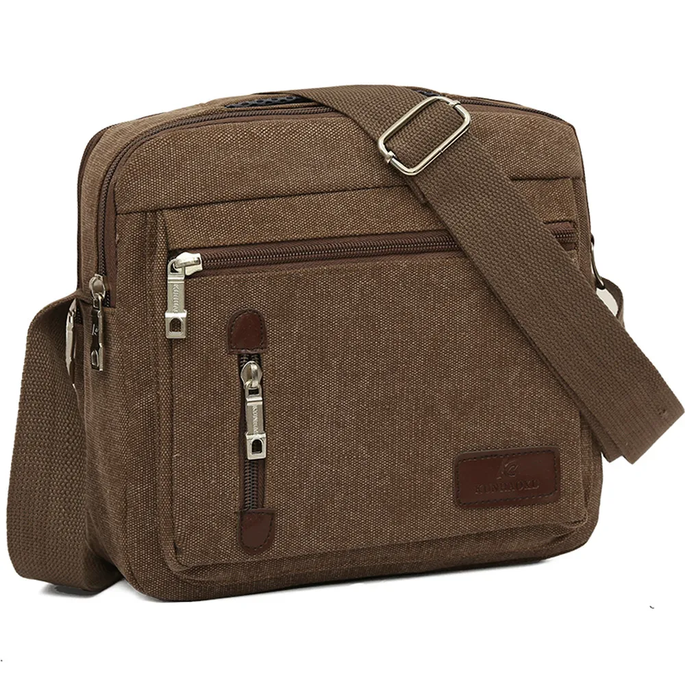 Men Bag Vintage Business Messenger Bags Solid Color Canvas Shoulder Crossbody Bag Male Handbag Bolsa Masculina Sacoche#YL5