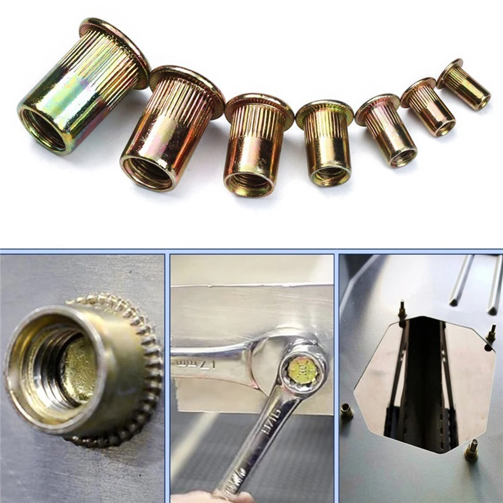 

New 165Pcs Mixed Zinc Plated Knurled Nuts Rivet Nuts Cap Insert Threaded Rivet Insert Nut
