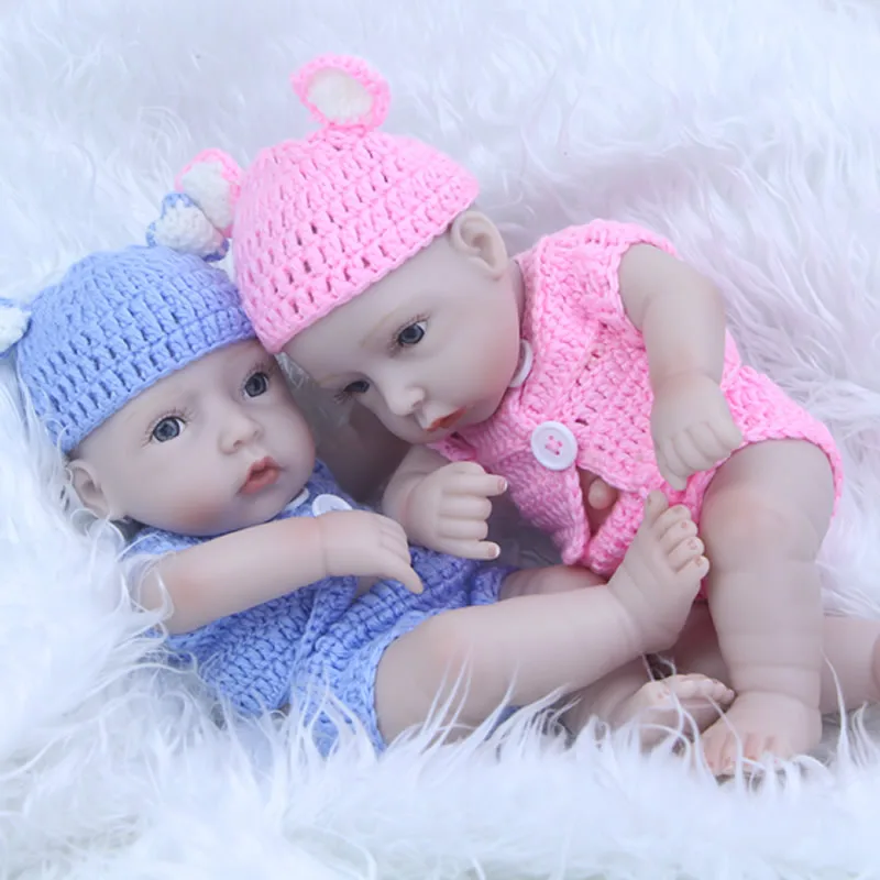

Latest Collectible Baby Doll Reborn Mini Girl And Boy Babies 11 Inch Realistic Silicone Vinyl Newborn Twins Kids Birthday Gift